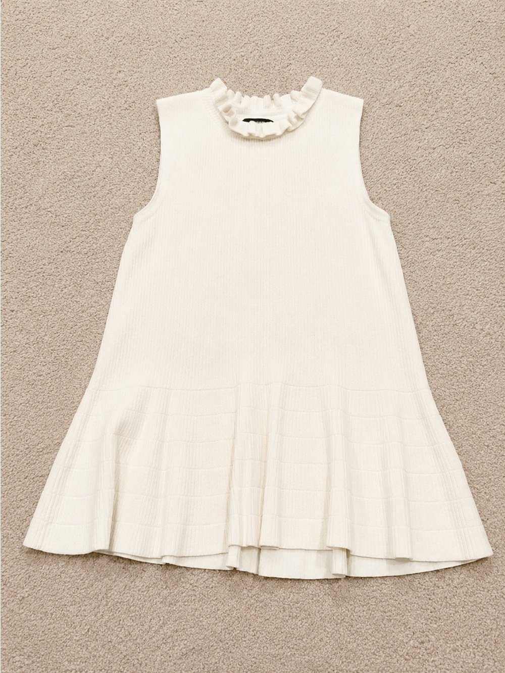 Express Ruffled Neck Sleeveless Knit Top - Cream - Picture 1 of 3